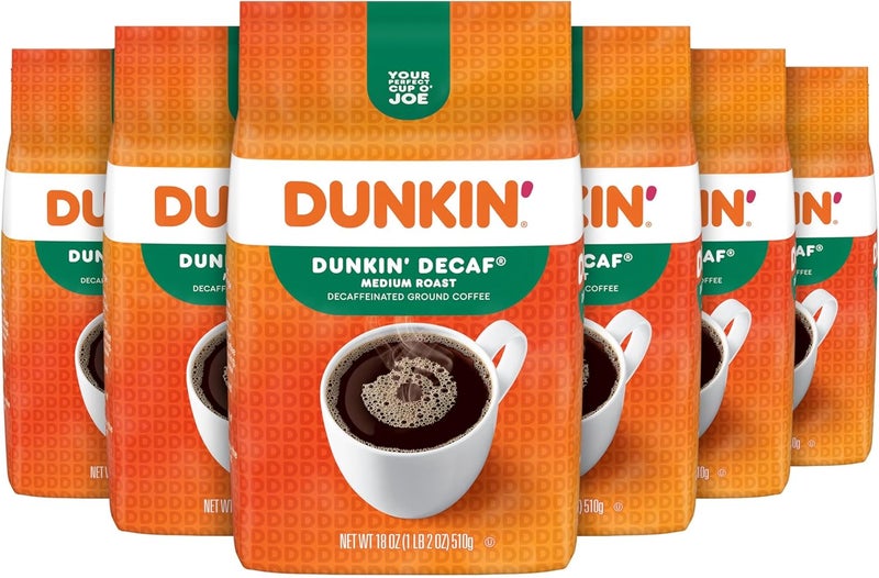 Dunkin' Decaf Medium Roast Ground Coffee (Pack of 6) - Image 1
